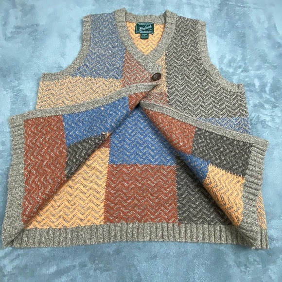 Woolrich Sweaters - Woolrich Womens Sweater Vest XL Multi Patchwork Lambswool Blend Chevron